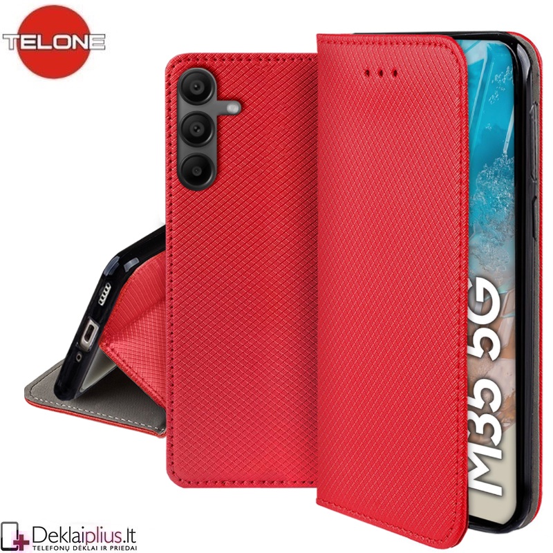 Telone atverčiamas dėklas - raudonas (Samsung Galaxy M35 5G) Telone atverčiamas dėklas - raudonas (Samsung Galaxy M35 5G)